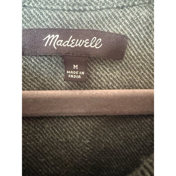 Madewell Solid Flannel Oversized Shirt Green Medium Button Down Fall Winter - Picture 5 of 10